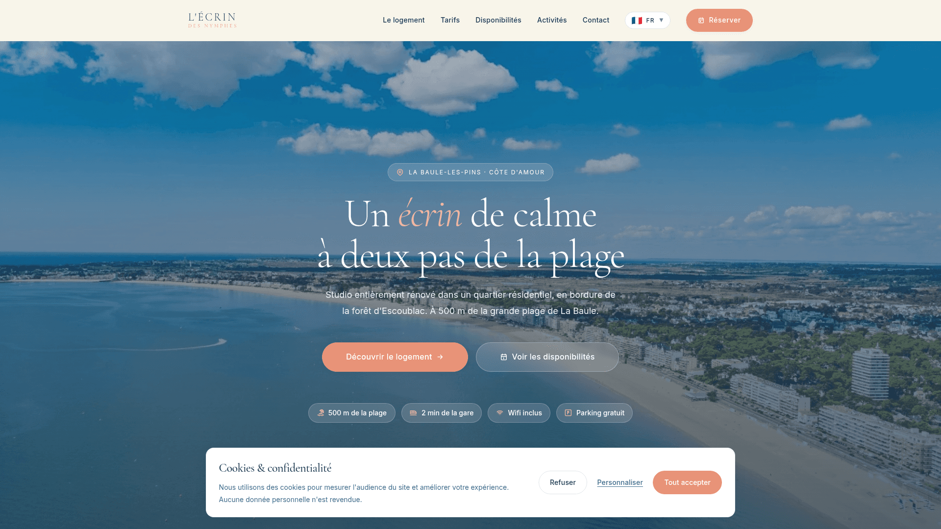 Aperçu du site L'Écrin des Nymphes