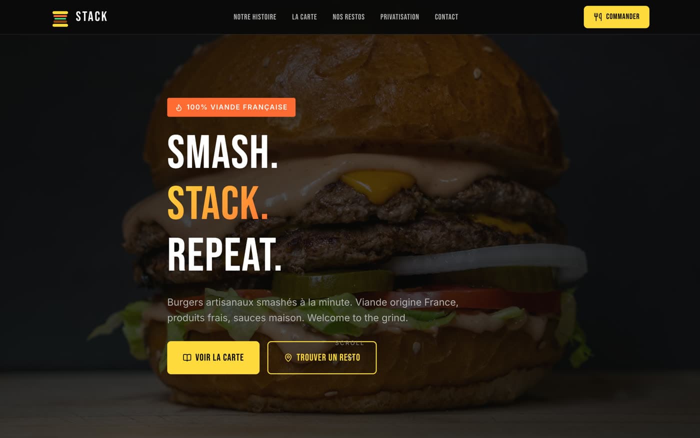 Aperçu du projet Stack Burger