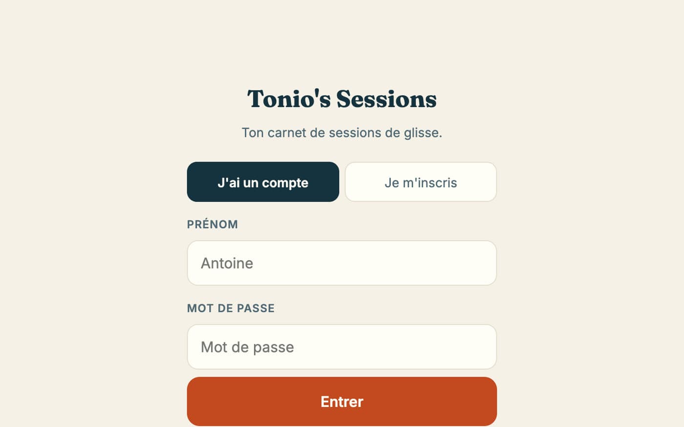 Aperçu du projet Tonio's Sessions